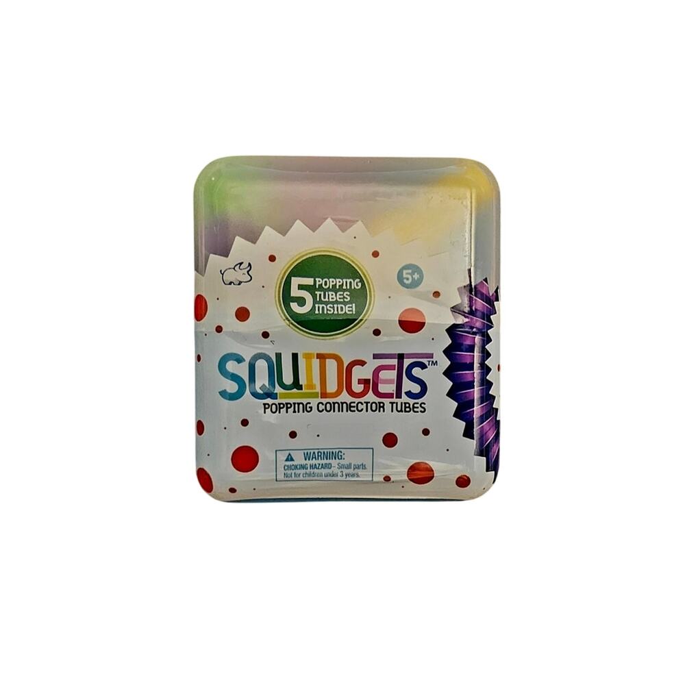 Squidgets Popping Small Connector Tubes 5-piece Cube Fidget Toy NWT